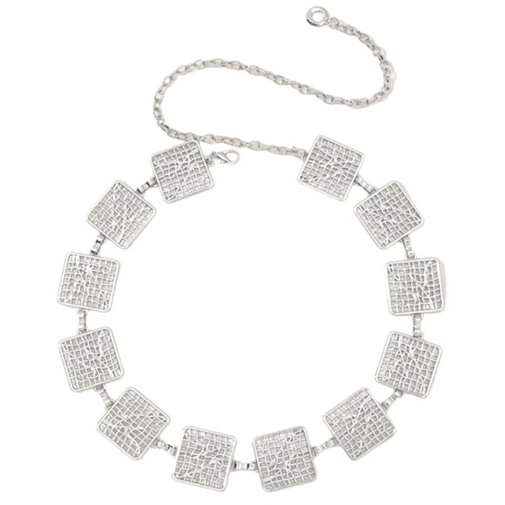 Square Detail Silver Chain Belt - Picture 2 of 3